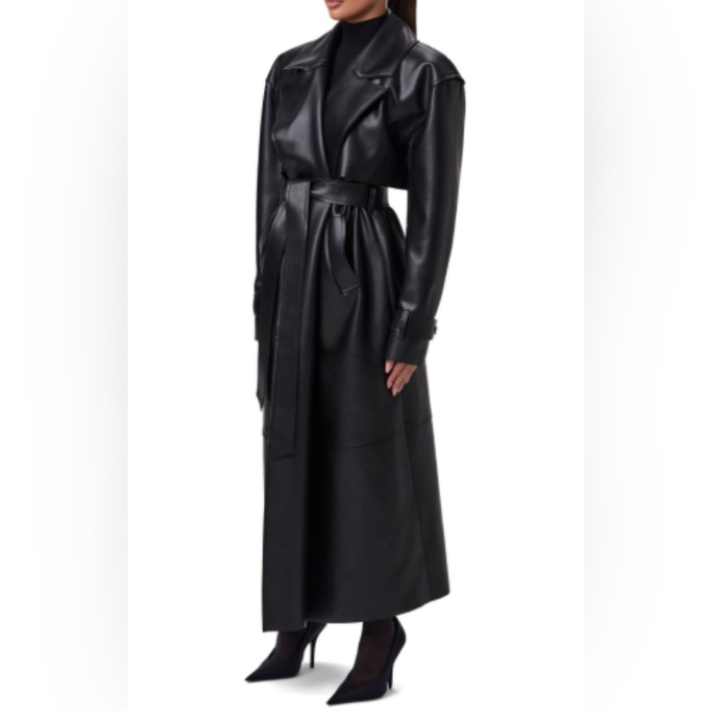 Naked Wardrobe Black Leather Long Jacket